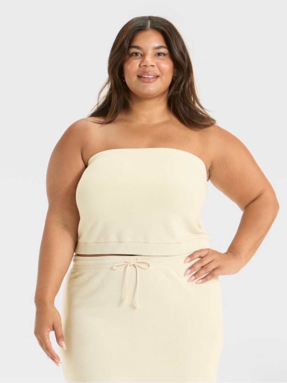 Universal Thread Cream Strapless Ribbed Bandeau